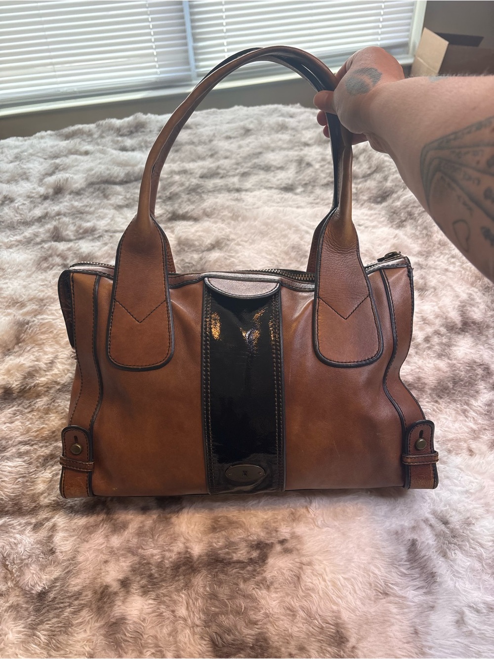 Fossil Brown Interior Tote with Branded Lining